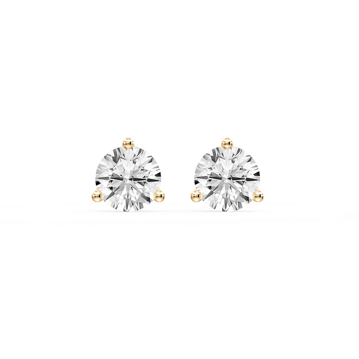 Round Certified Lab Grown Diamond Three Prong Guardian Back Stud Earrings