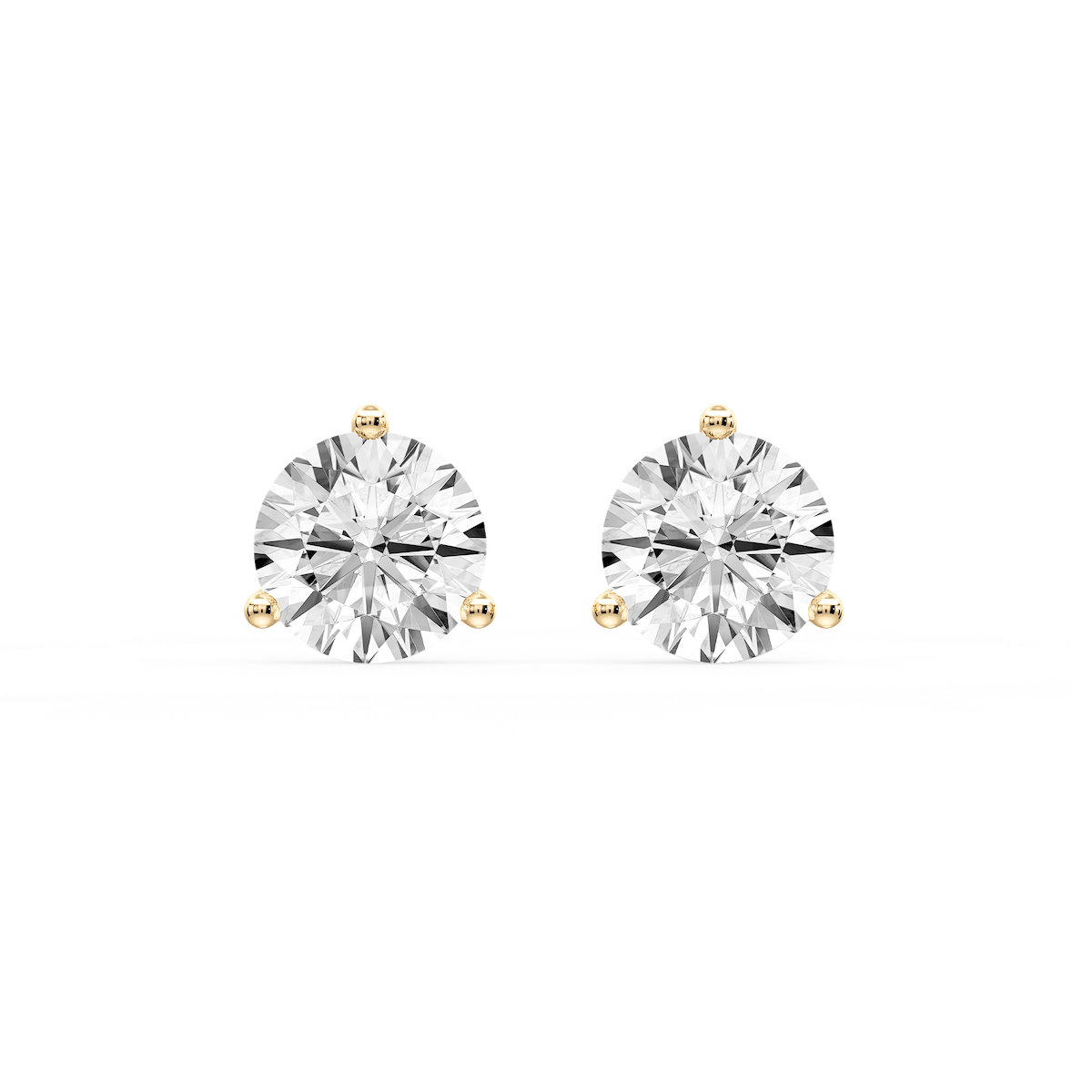 Round Certified Lab Grown Diamond Three Prong Guardian Back Stud Earrings
