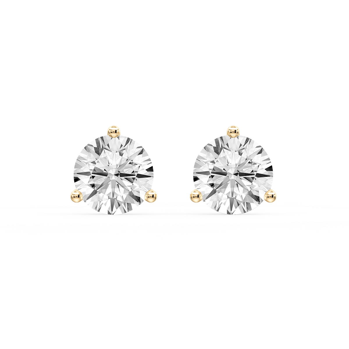 Round Certified Lab Grown Diamond Three Prong Guardian Back Stud Earrings