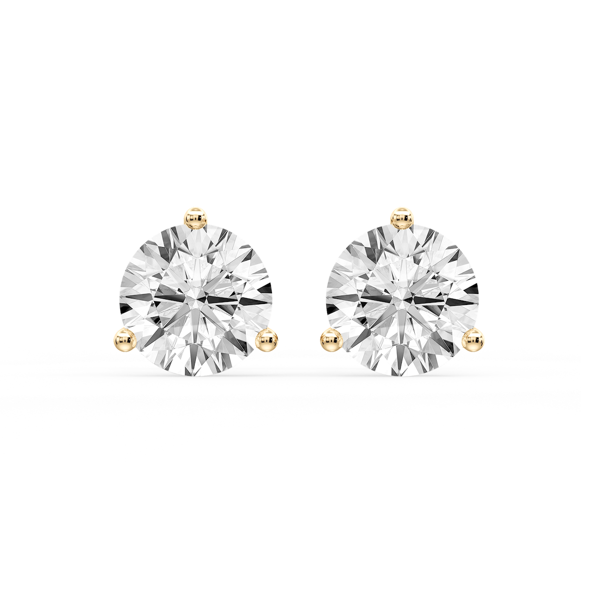 Round Certified Lab Grown Diamond Three Prong Guardian Back Stud Earrings