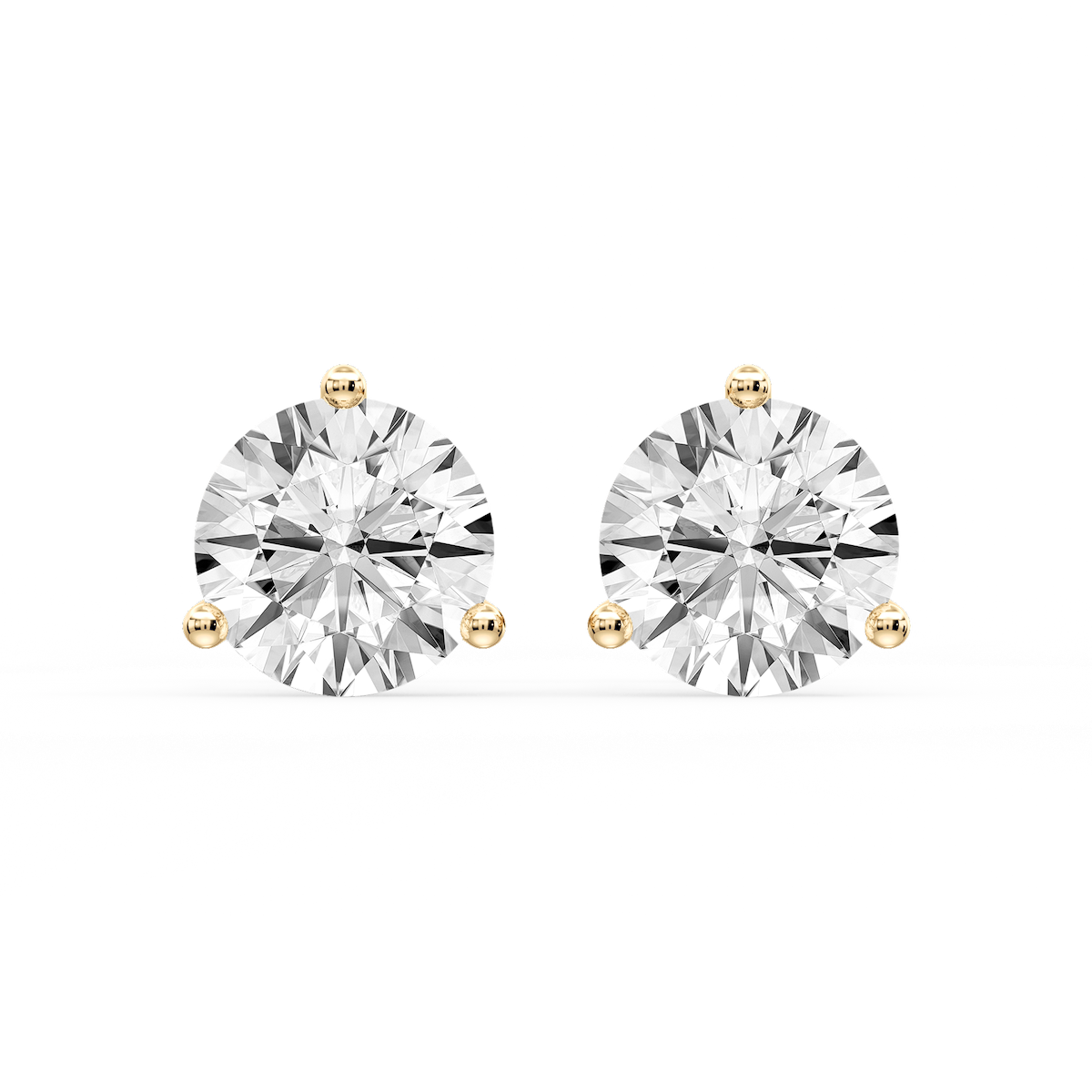 Round Certified Lab Grown Diamond Classic Three Prong Martini Stud Earrings