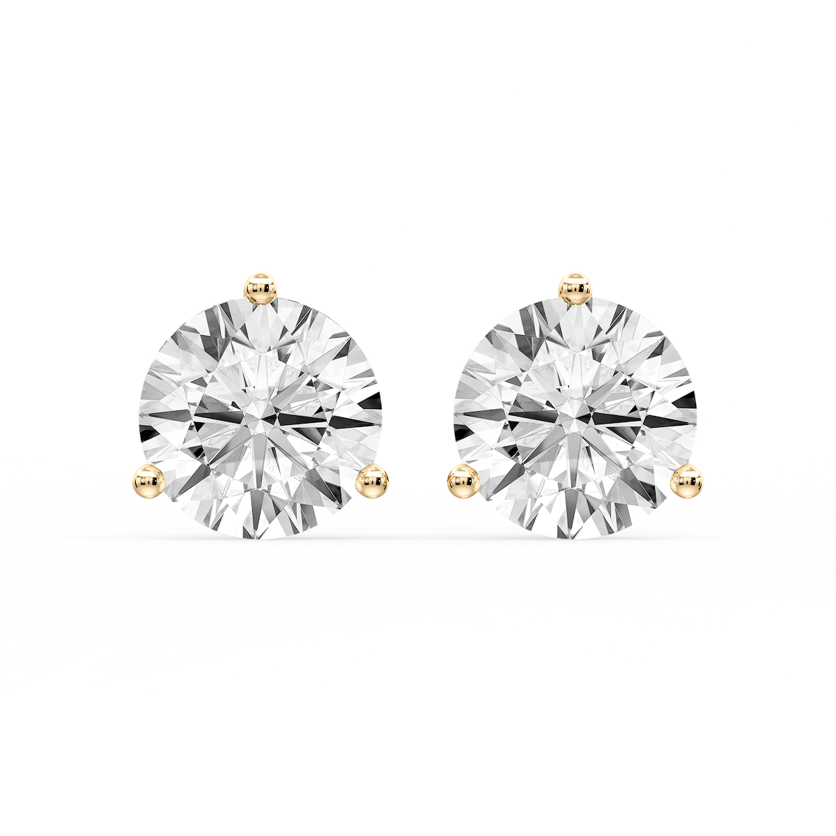 Round Certified Lab Grown Diamond Three Prong Guardian Back Stud Earrings