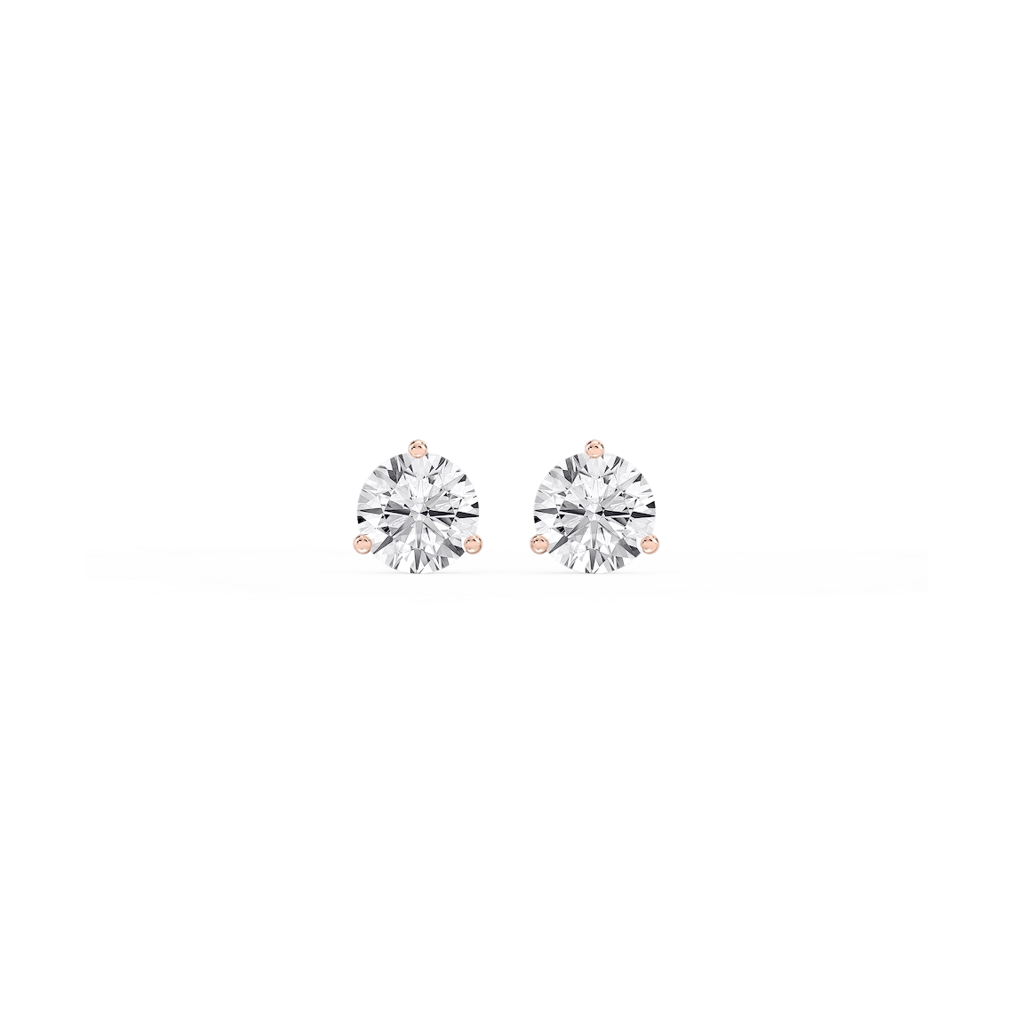 Round Lab Grown Diamond Classic Three Prong Martini Stud Earrings