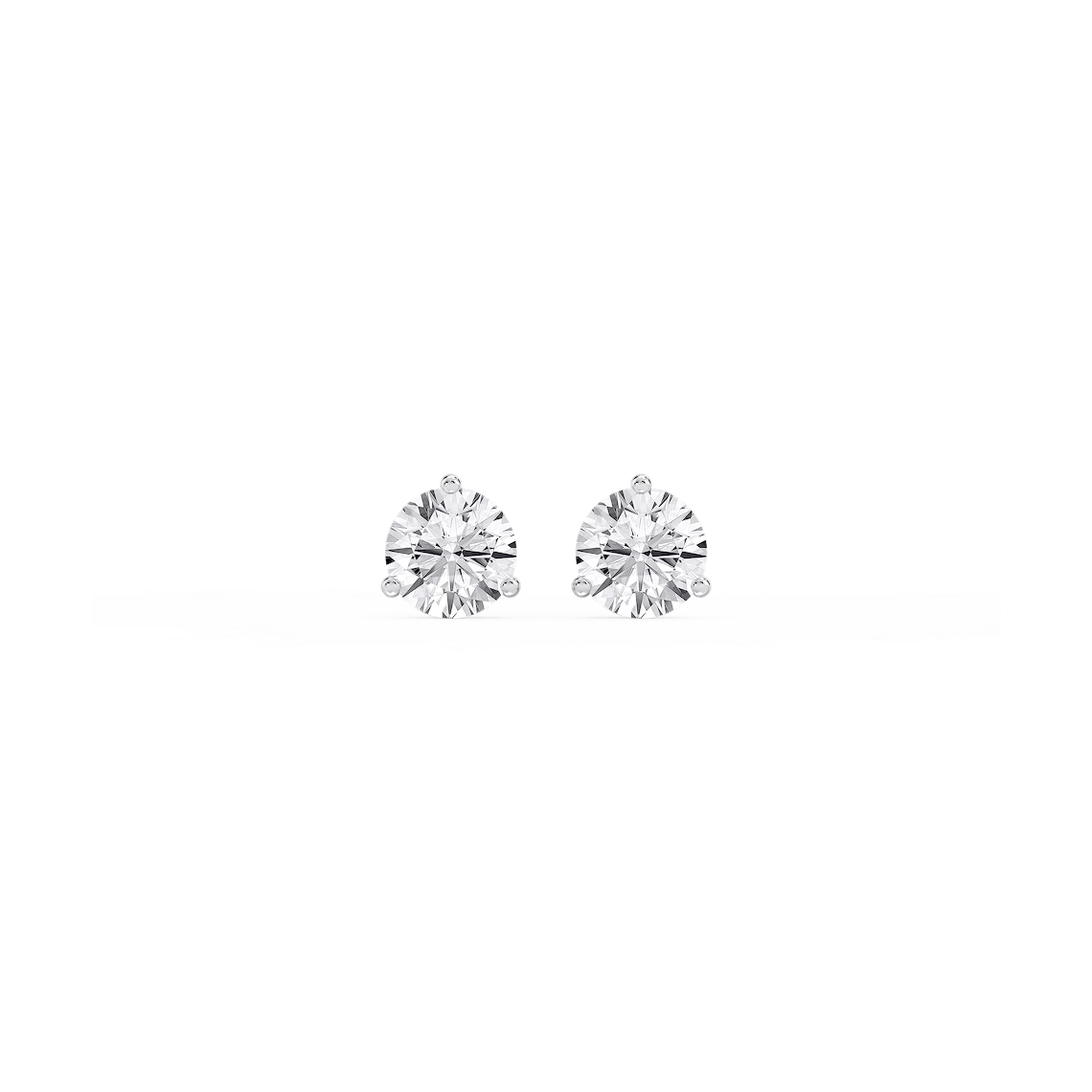 Round Lab Grown Diamond Classic Three Prong Martini Stud Earrings