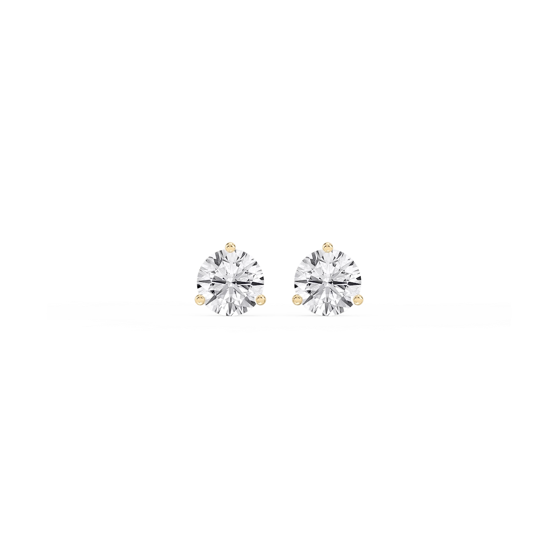 Round Lab Grown Diamond Classic Three Prong Martini Stud Earrings
