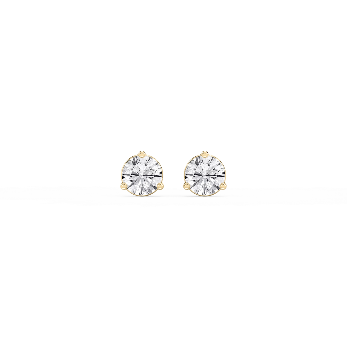 Round Lab Grown Diamond Three Prong Basket Threaded Stud Earrings