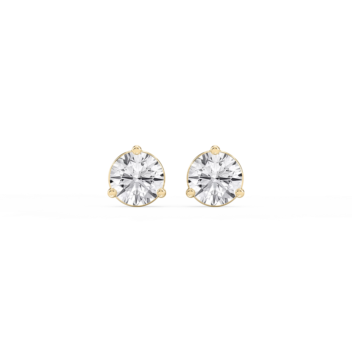Round Lab Grown Diamond Three Prong Basket Threaded Stud Earrings