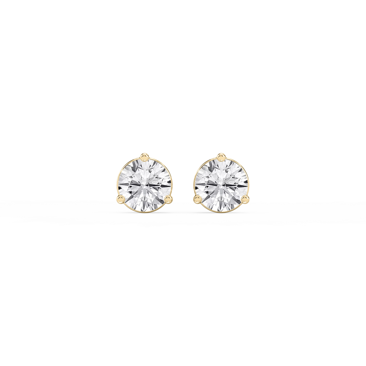 Round Lab Grown Diamond Three Prong Basket Threaded Stud Earrings