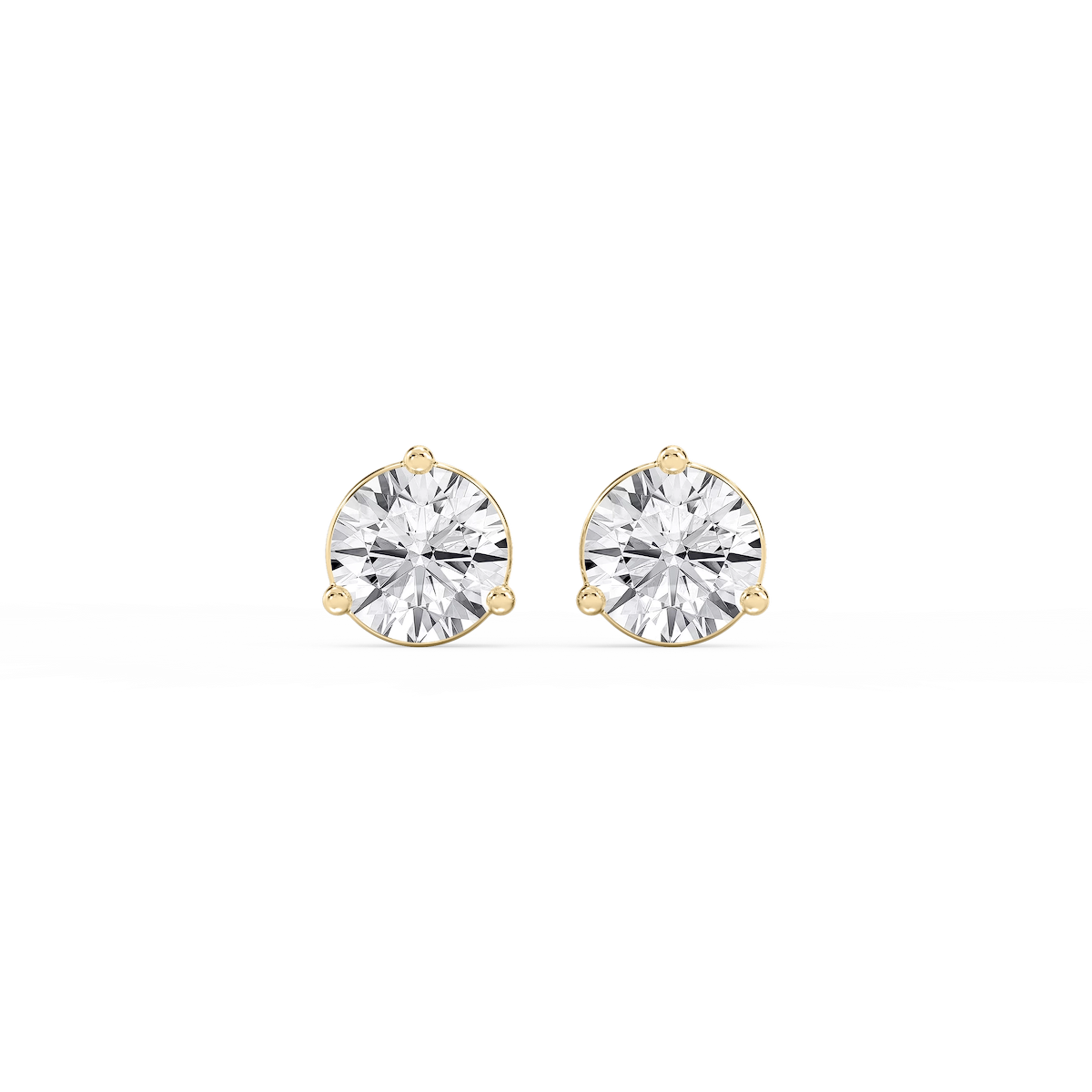 Round Lab Grown Diamond Three Prong Basket Threaded Stud Earrings