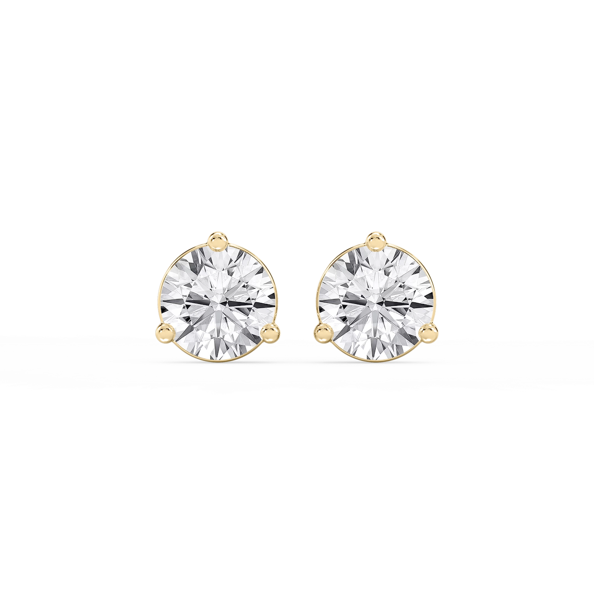 Round Lab Grown Diamond Three Prong Basket Threaded Stud Earrings