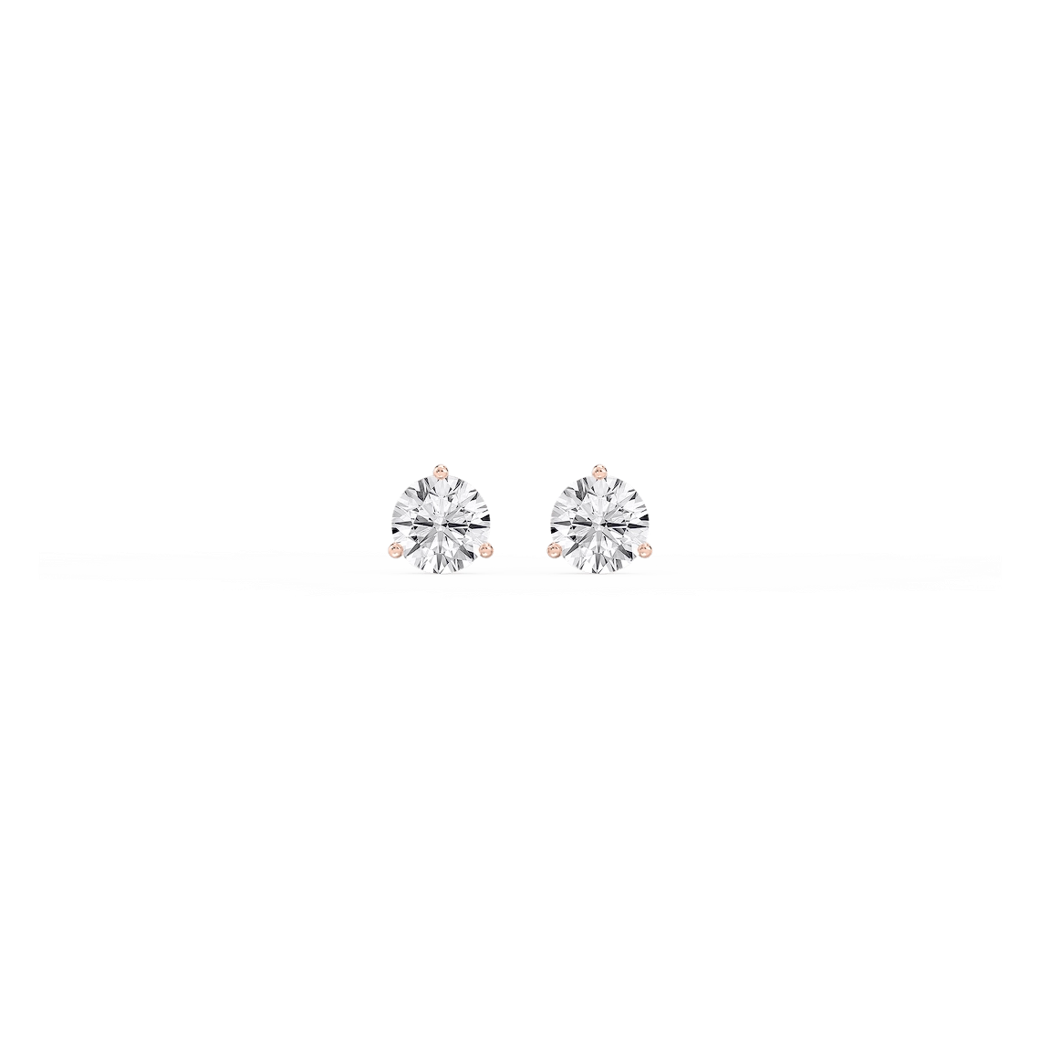 Round Lab Grown Diamond Classic Three Prong Martini Threaded Back Stud Earrings