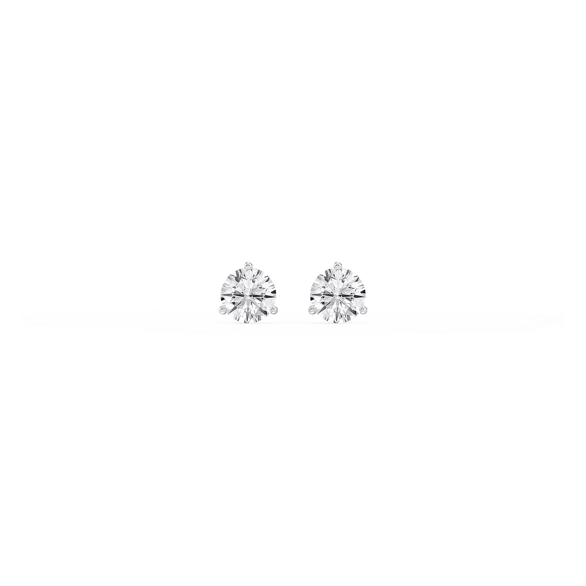 Round Lab Grown Diamond Classic Three Prong Martini Threaded Back Stud Earrings