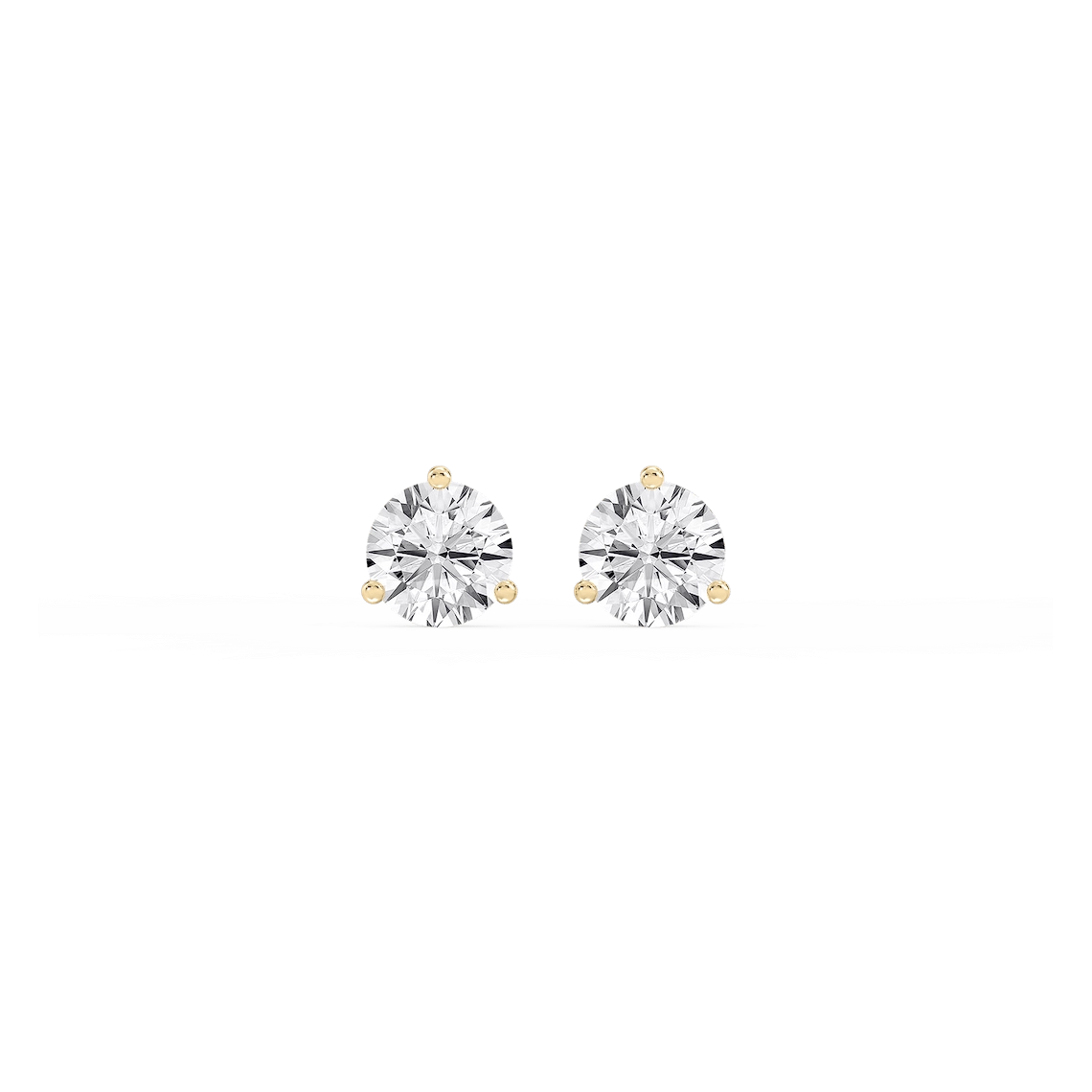 Round Lab Grown Diamond Classic Three Prong Martini Threaded Back Stud Earrings