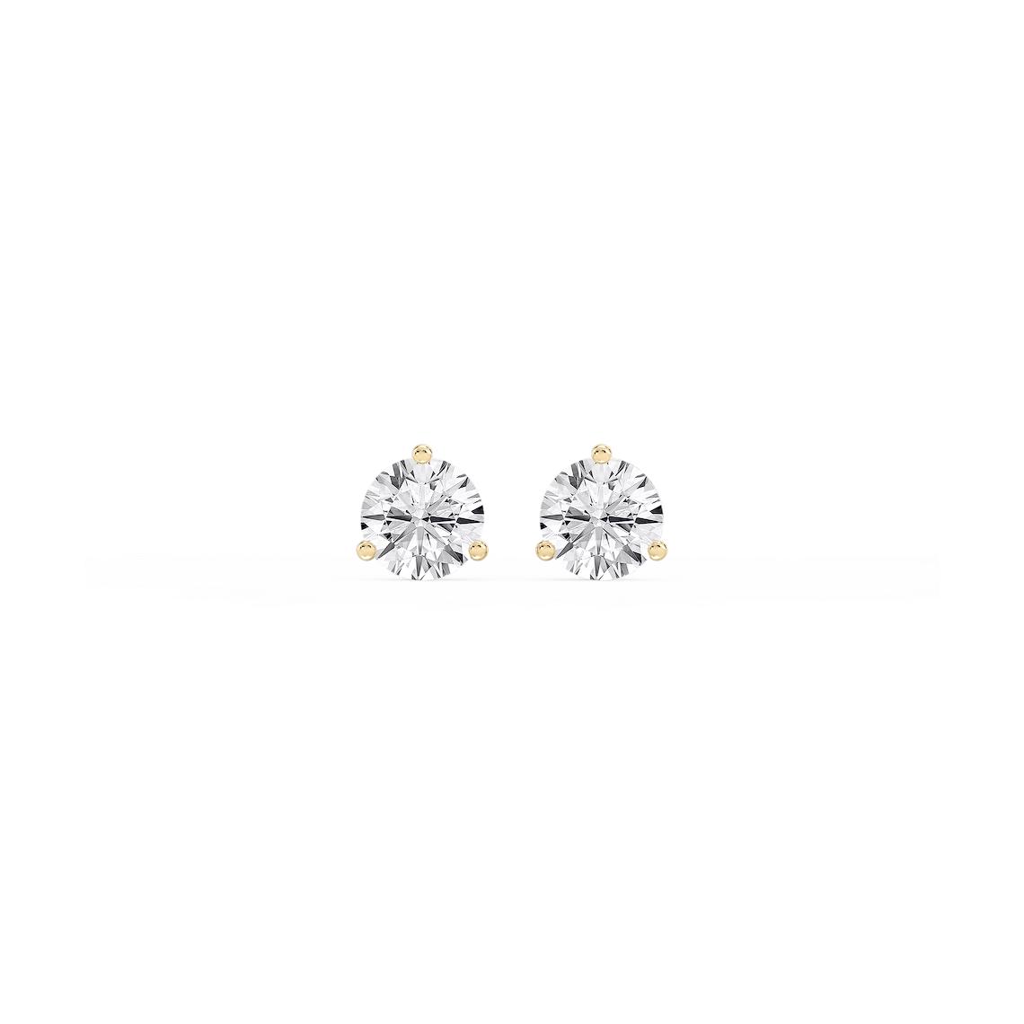 Round Lab Grown Diamond Classic Three Prong Martini Threaded Back Stud Earrings