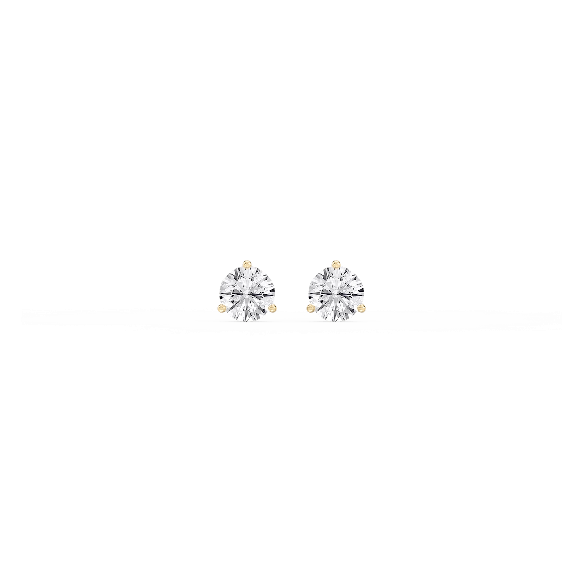 Round Lab Grown Diamond Classic Three Prong Martini Threaded Back Stud Earrings