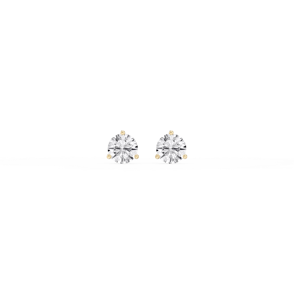 Round Lab Grown Diamond Classic Three Prong Martini Threaded Back Stud Earrings