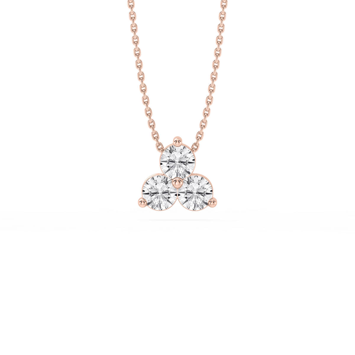 Round Lab Grown Diamond Three Stone Cluster Pendant – 18 Inches