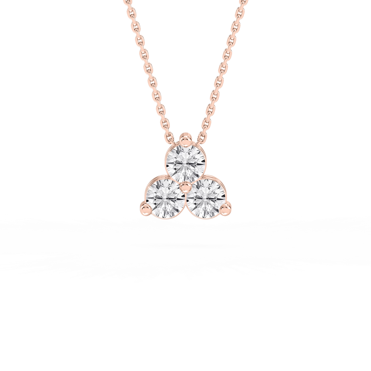 Round Lab Grown Diamond Three Stone Cluster Pendant – 18 Inches