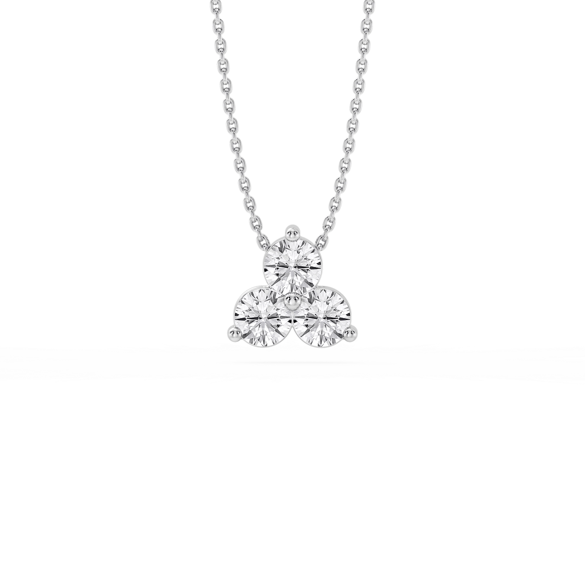 Round Lab Grown Diamond Three Stone Cluster Pendant – 18 Inches
