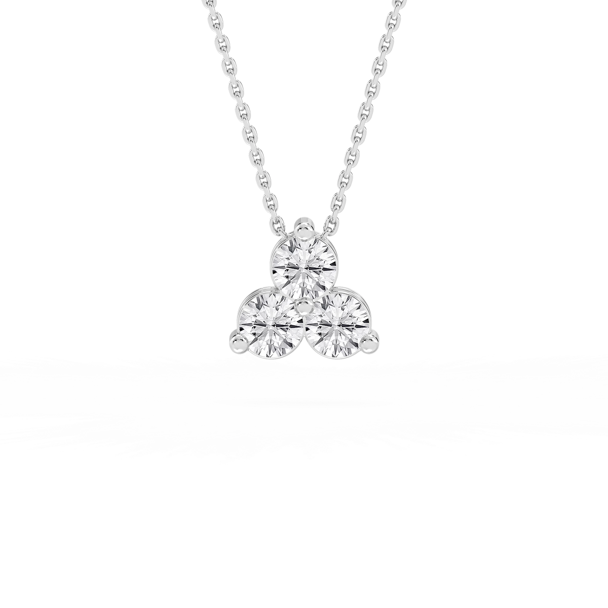 Round Lab Grown Diamond Three Stone Cluster Pendant – 18 Inches