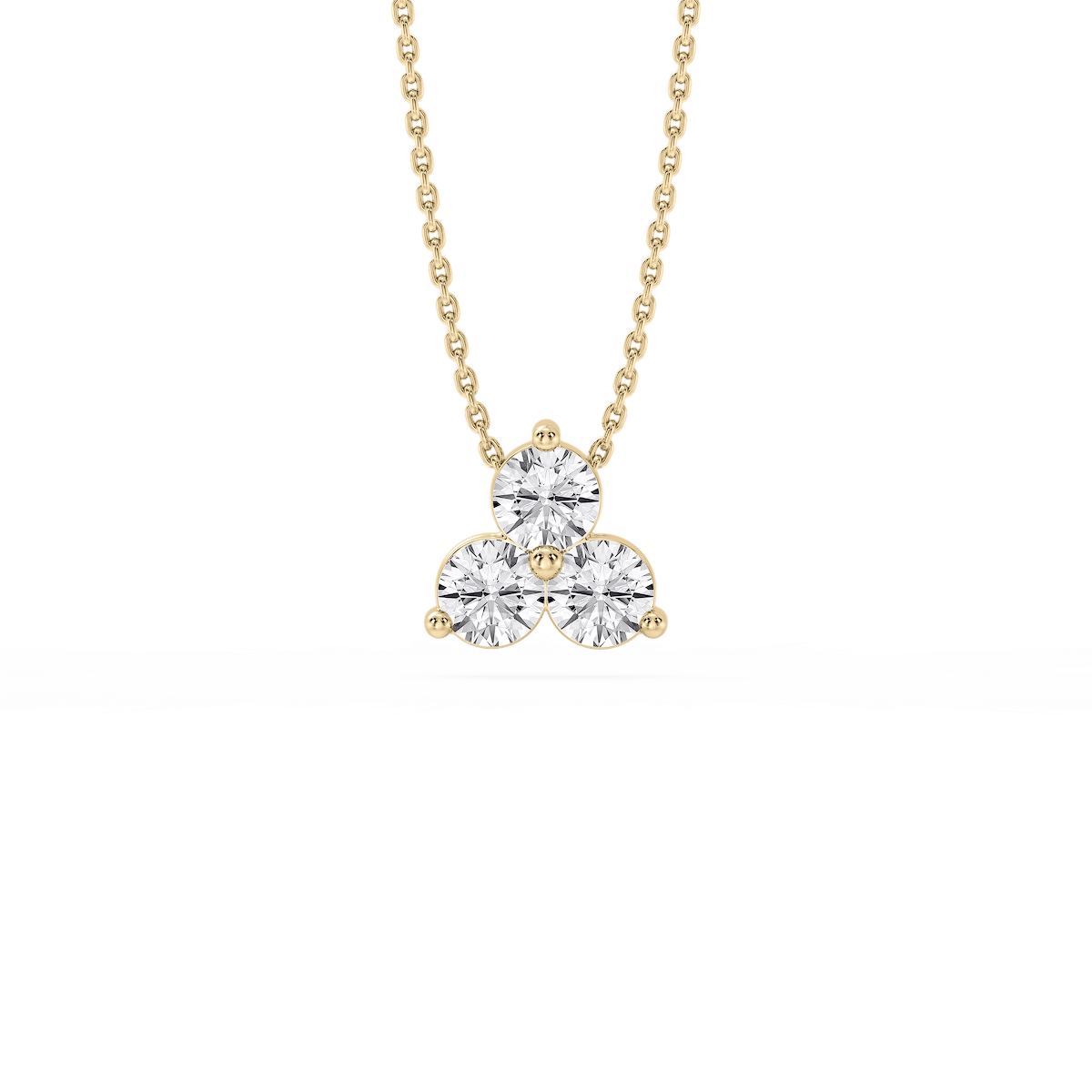 Round Lab Grown Diamond Three Stone Cluster Pendant – 18 Inches