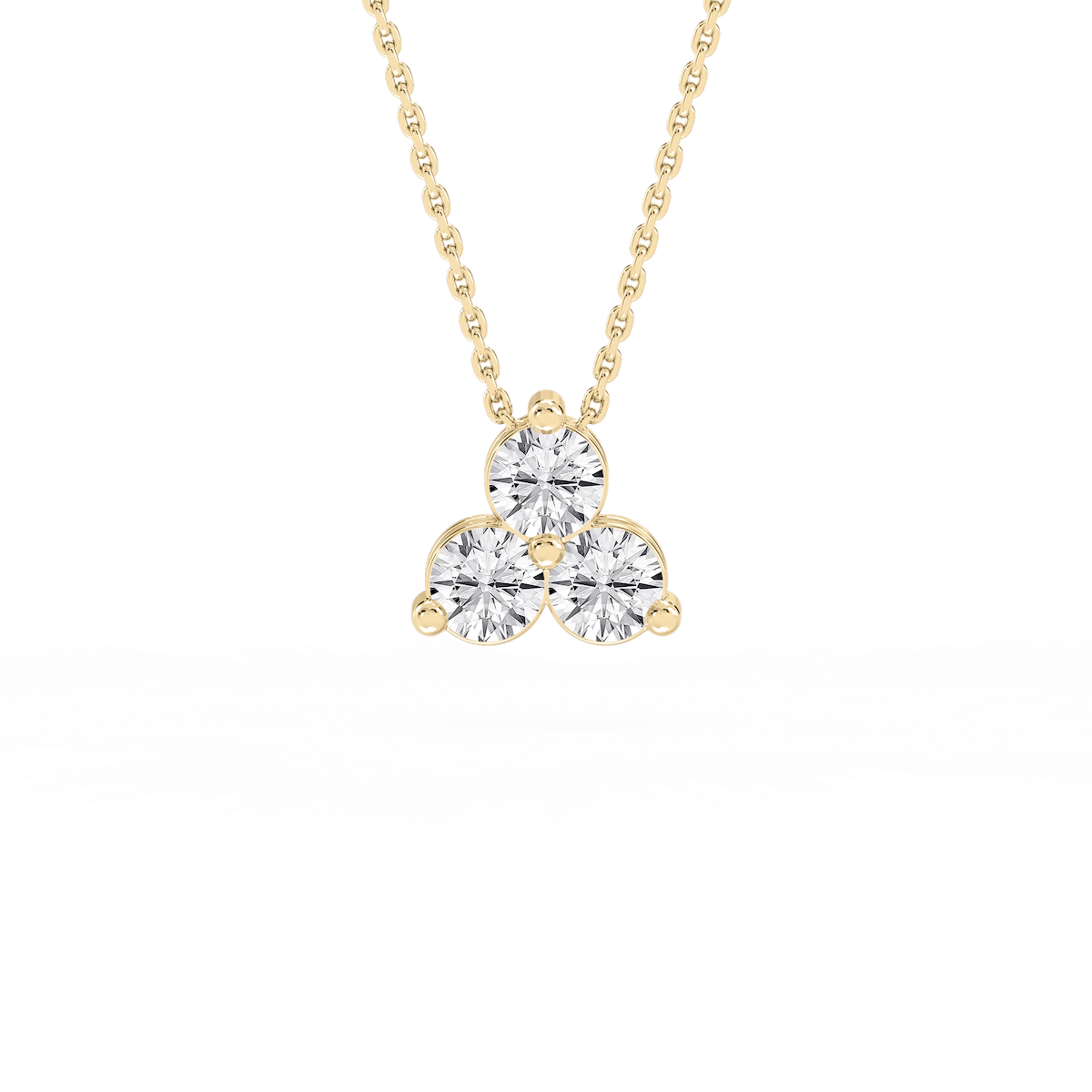 Round Lab Grown Diamond Three Stone Cluster Pendant – 18 Inches