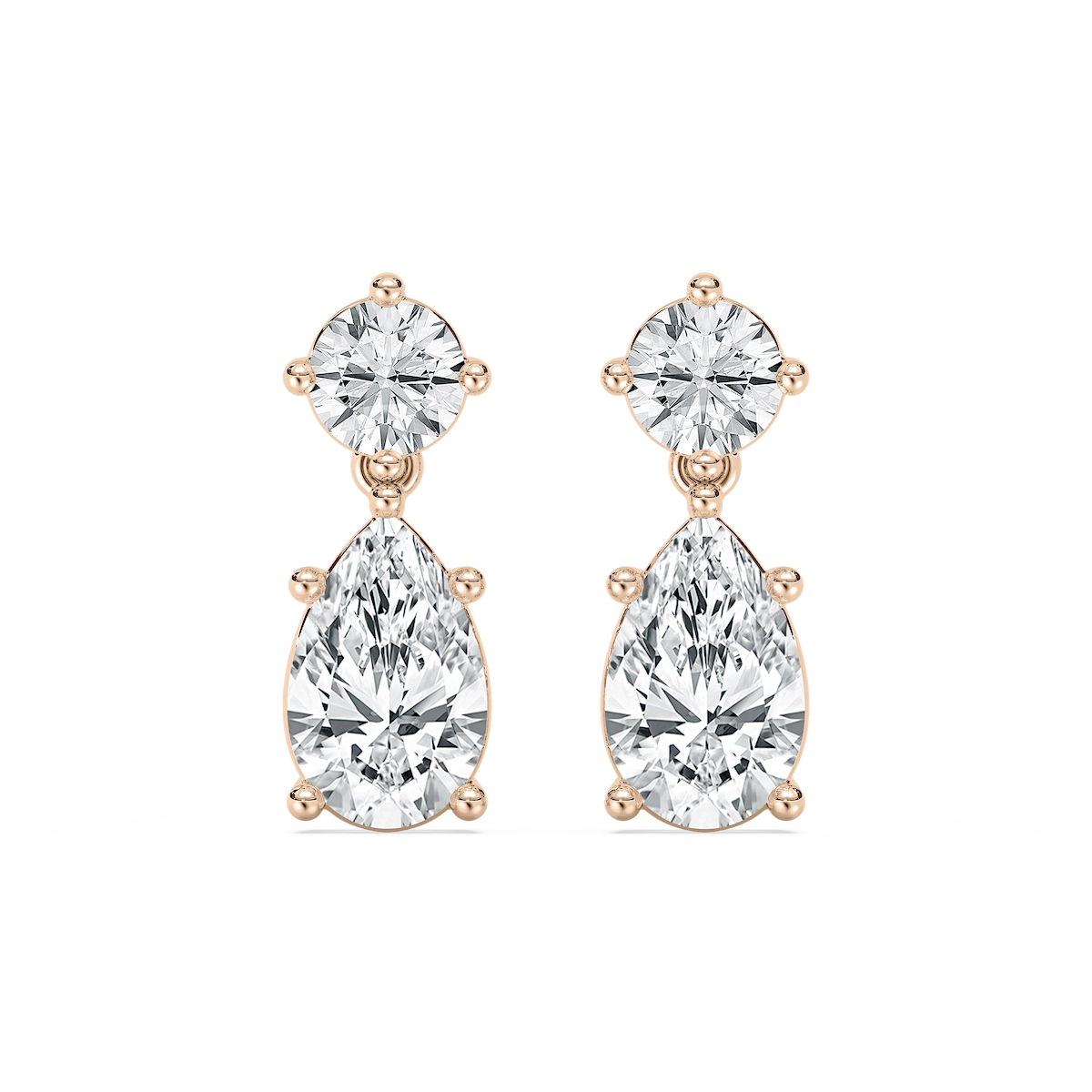 2 ⁵⁄₈ ctw Pear and Round Lab Grown Diamond Drop Earrings