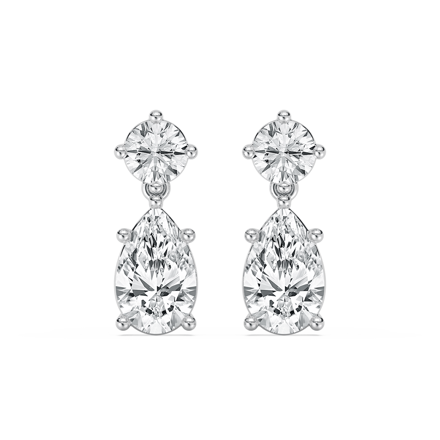 2 ⁵⁄₈ ctw Pear and Round Lab Grown Diamond Drop Earrings
