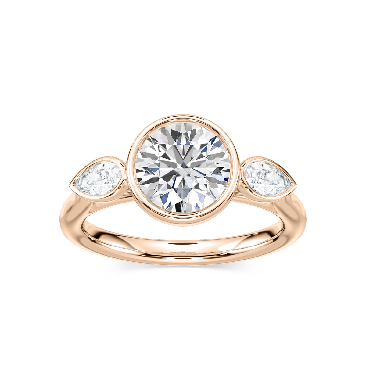 Nova 2 ½ ctw Round Lab Grown Diamond Bezel Set Three Stone Engagement Ring