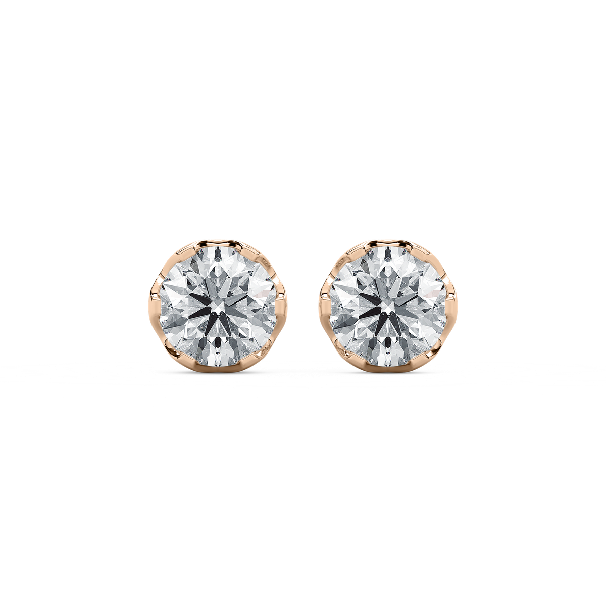 3 ctw Round Lab Grown Diamond Tulip Stud Earrings