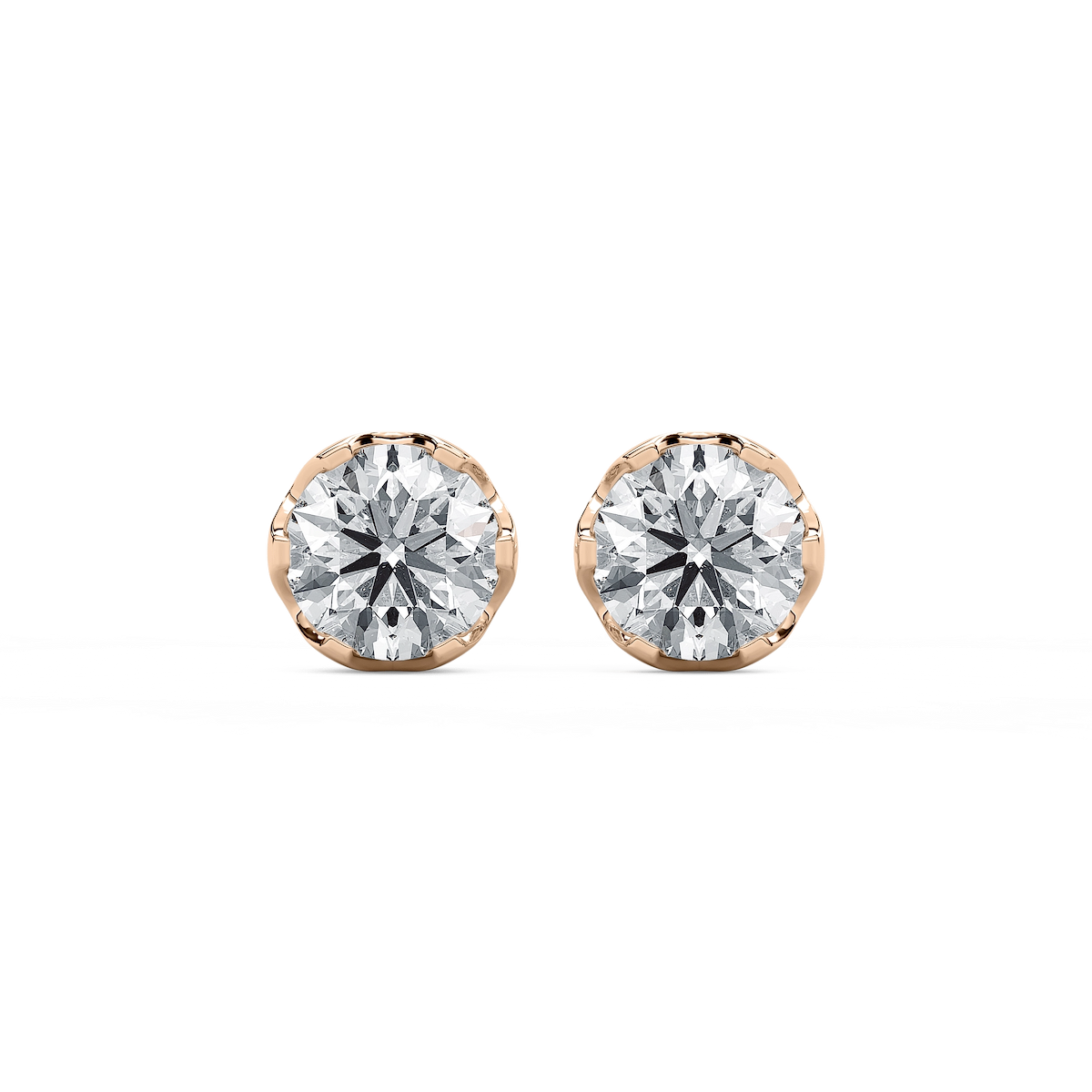 3 ctw Round Lab Grown Diamond Tulip Stud Earrings
