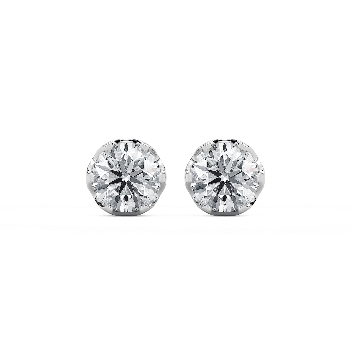 3 ctw Round Lab Grown Diamond Tulip Stud Earrings