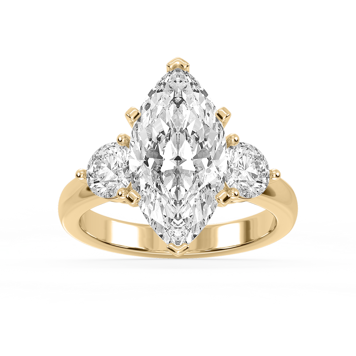 Savannah Marquise Lab Grown Diamond Round Sides Three Stone Engagement Ring