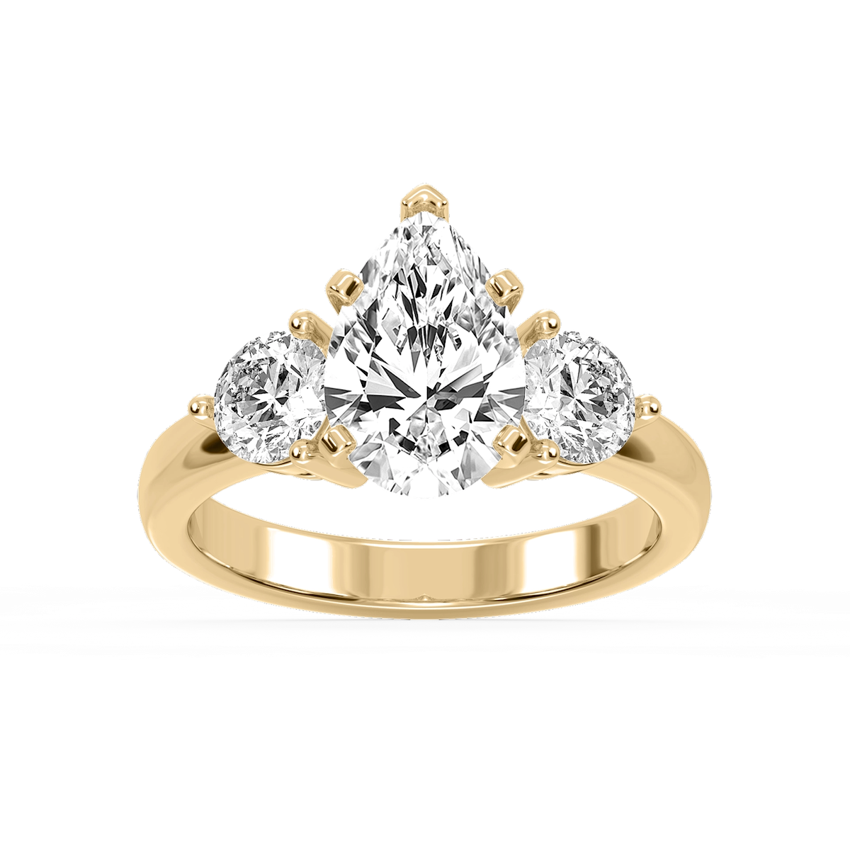 Savannah Pear Lab Grown Diamond Round Sides Three Stone Engagement Ring