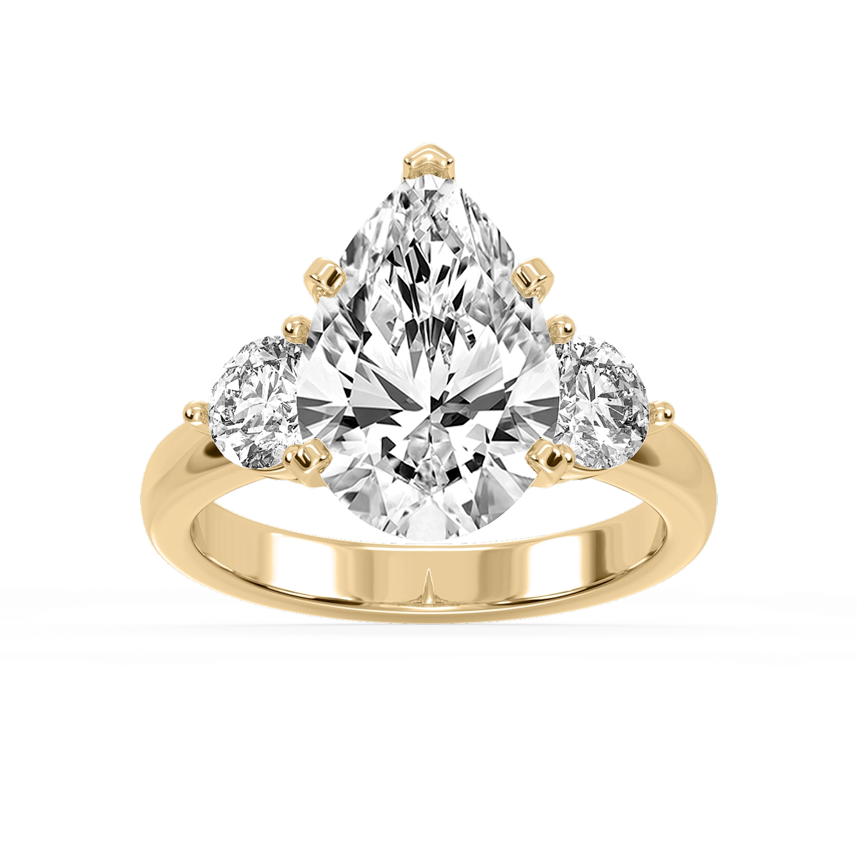 Savannah Pear Lab Grown Diamond Round Sides Three Stone Engagement Ring