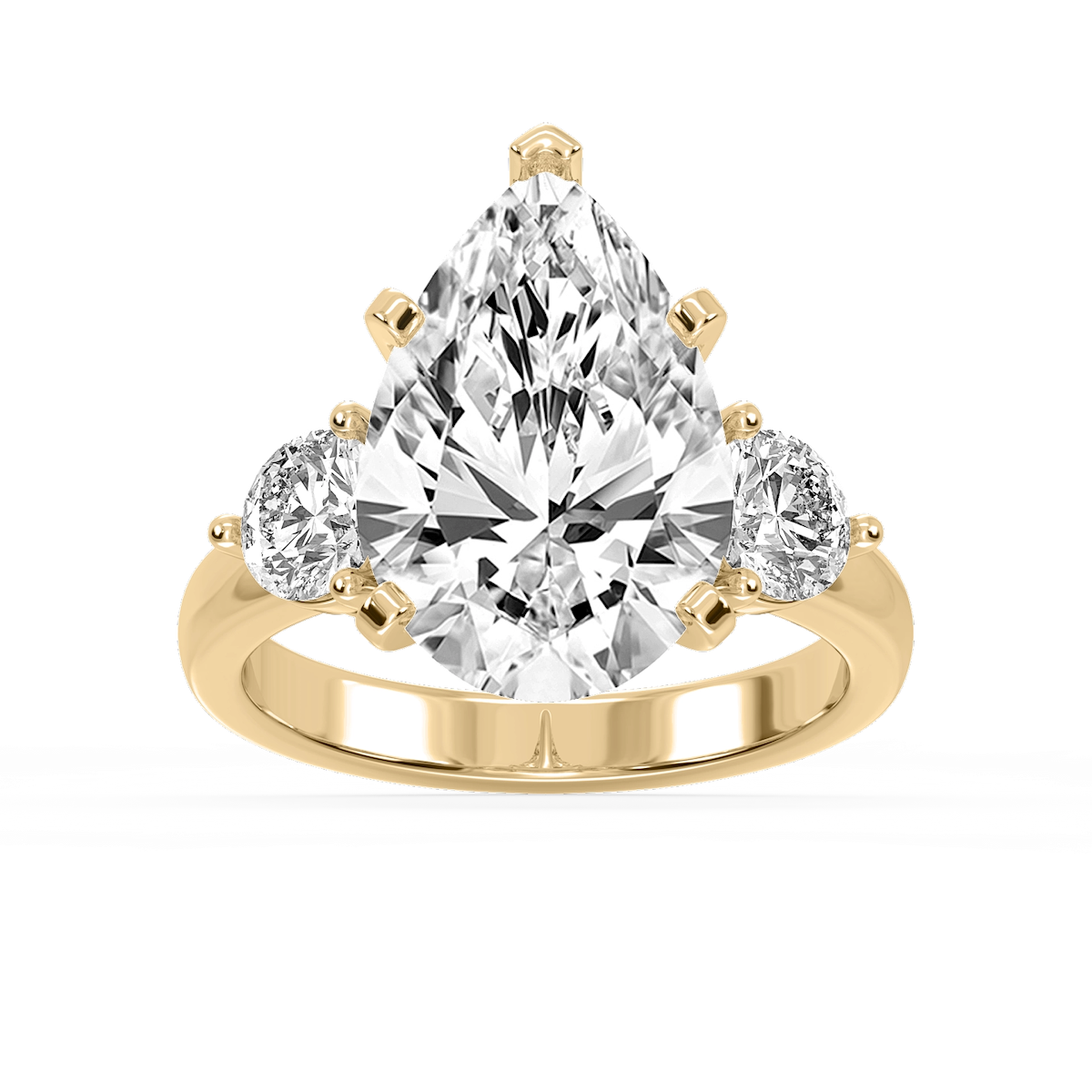 Savannah Pear Lab Grown Diamond Round Sides Three Stone Engagement Ring