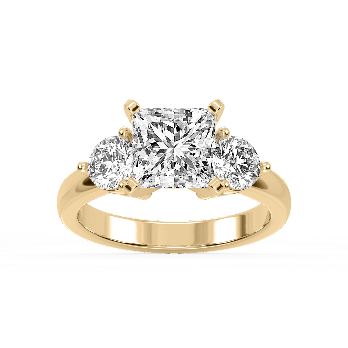 Savannah Princess Lab Grown Diamond Round Sides Three Stone Engagement Ring