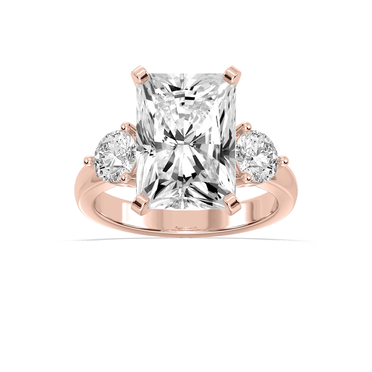 Savannah Radiant Lab Grown Diamond Round Sides Three Stone Engagement Ring