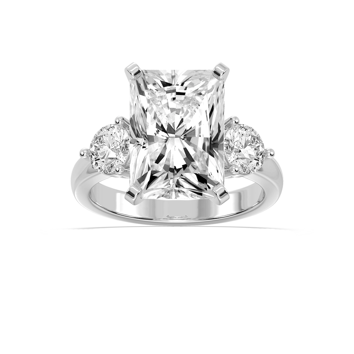 Savannah Radiant Lab Grown Diamond Round Sides Three Stone Engagement Ring