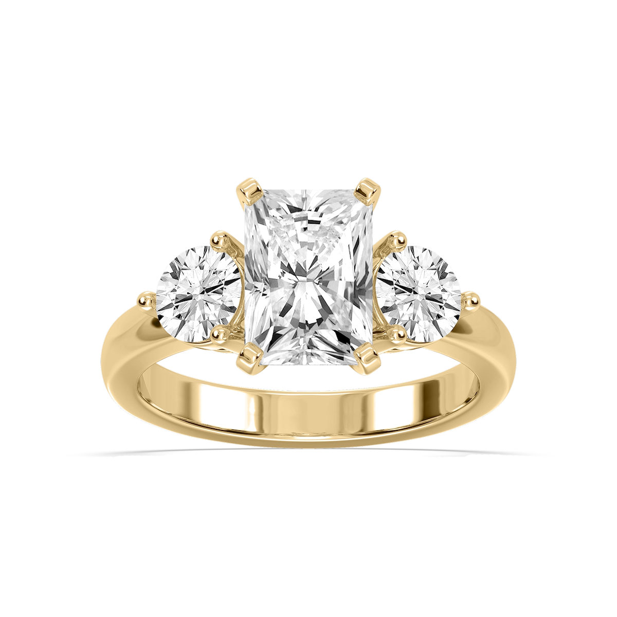 Savannah Radiant Lab Grown Diamond Round Sides Three Stone Engagement Ring