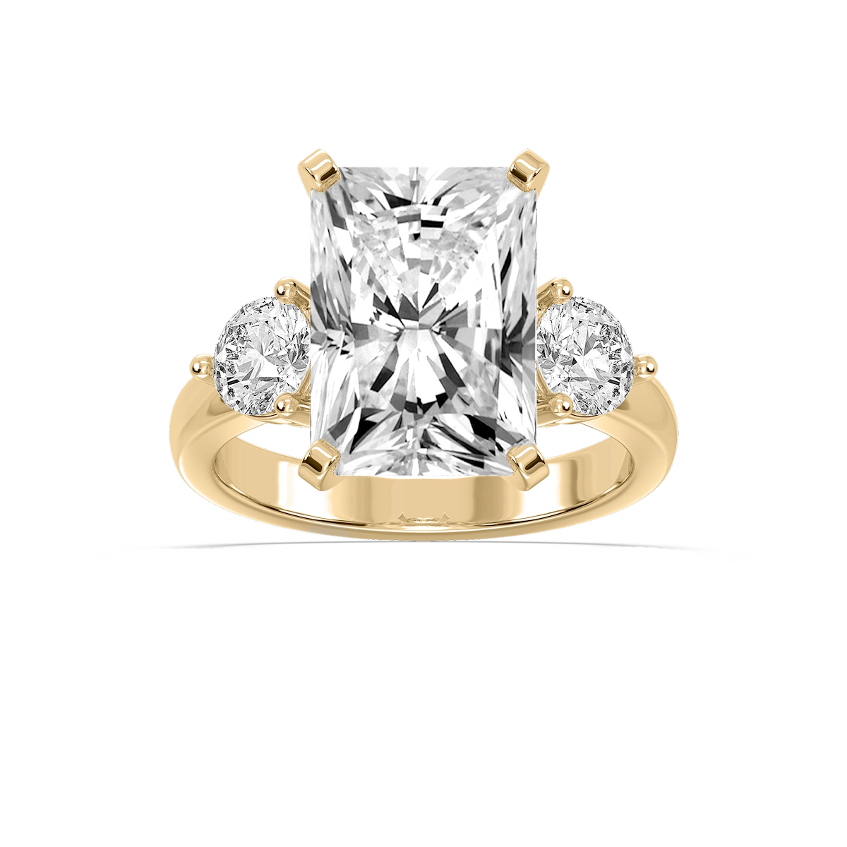 Savannah Radiant Lab Grown Diamond Round Sides Three Stone Engagement Ring