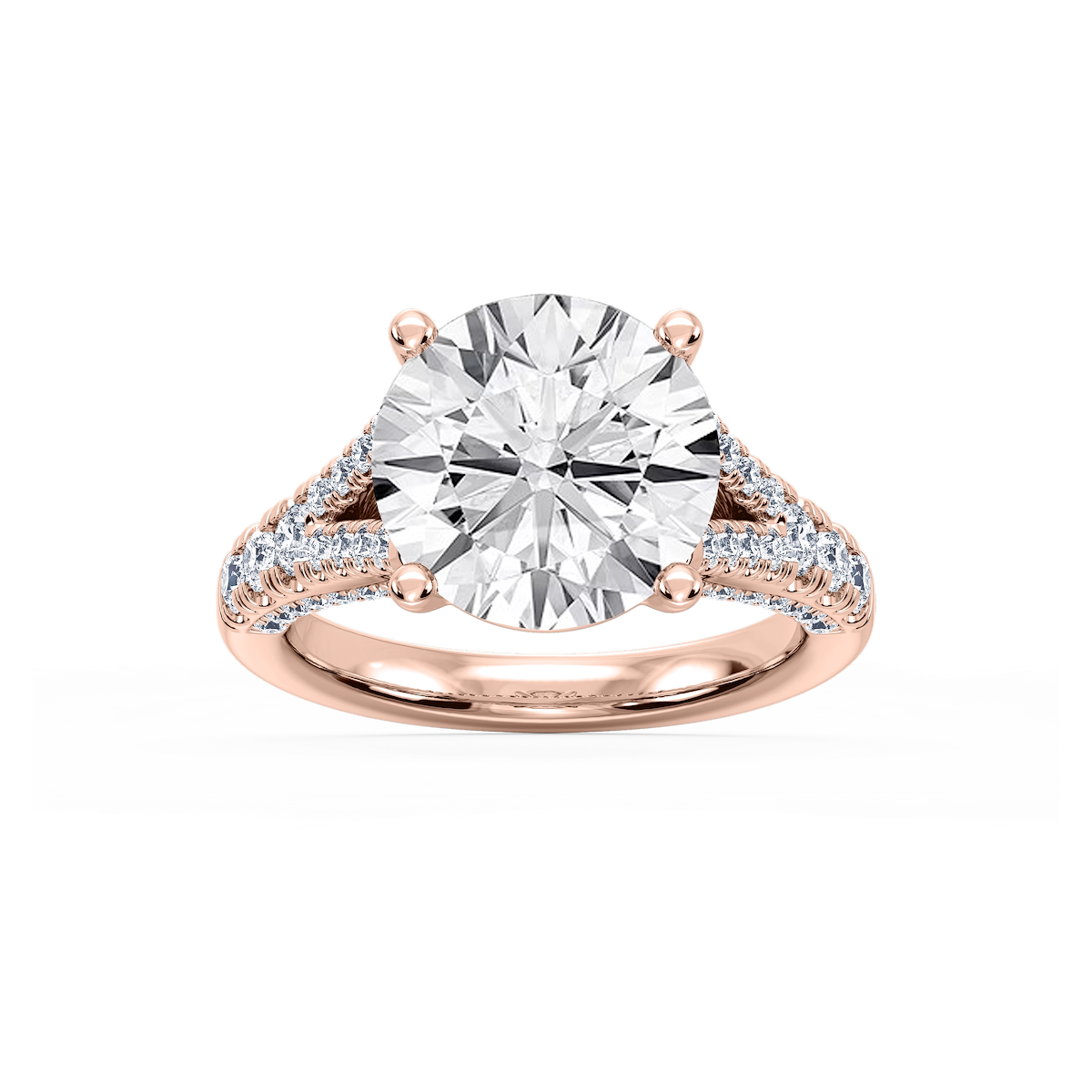 Scarlett 7 ³⁄₄ ctw Round Lab Grown Diamond Split Shank Side Stone Engagement Ring - Signature Collection