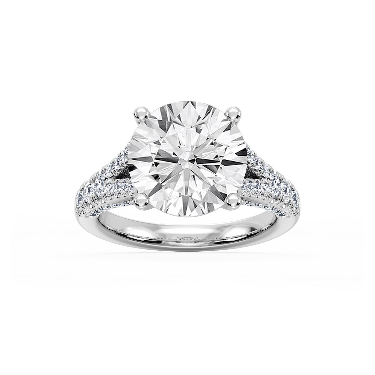 Scarlett 7 ³⁄₄ ctw Round Lab Grown Diamond Split Shank Side Stone Engagement Ring - Signature Collection