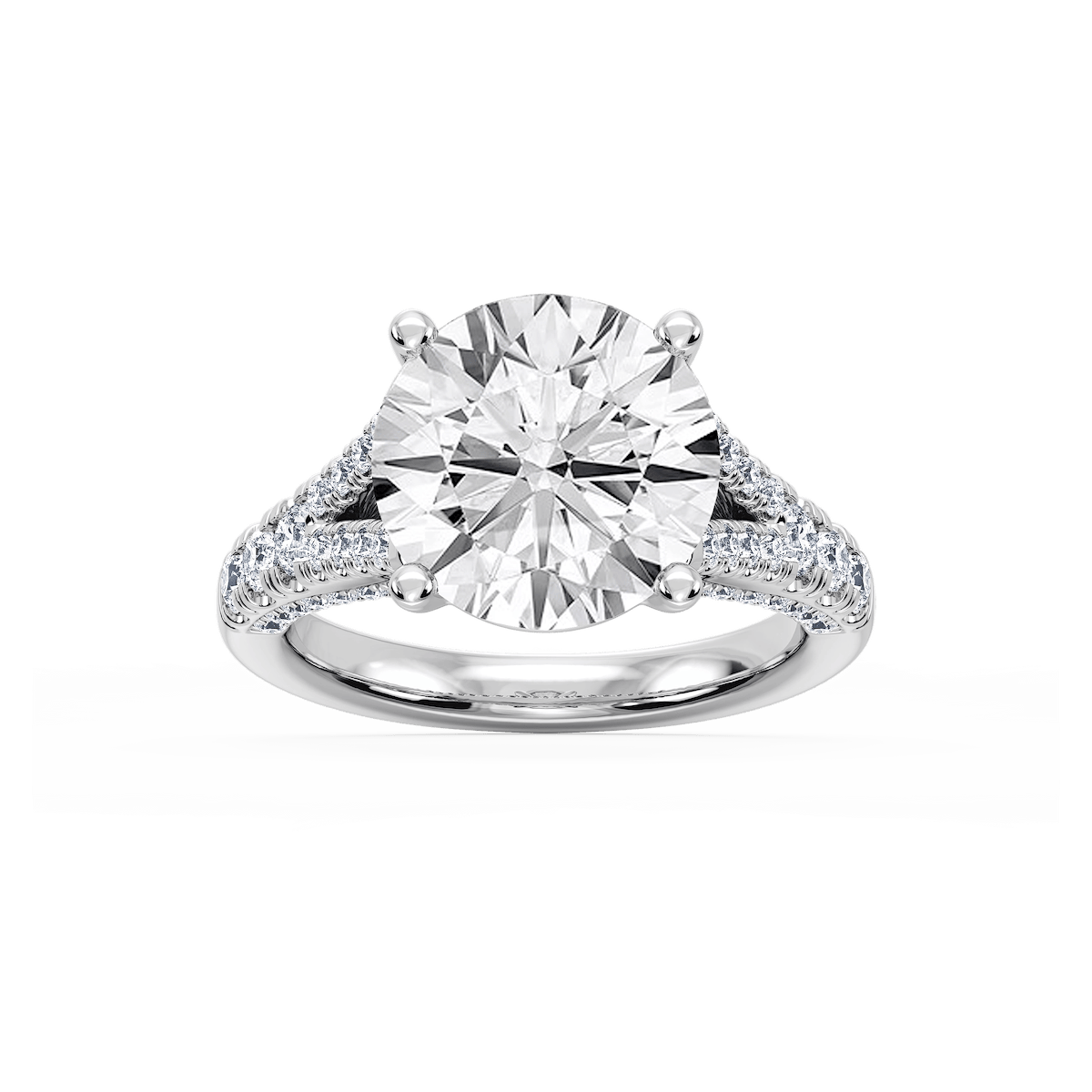 Scarlett 7 ³⁄₄ ctw Round Lab Grown Diamond Split Shank Side Stone Engagement Ring - Signature Collection