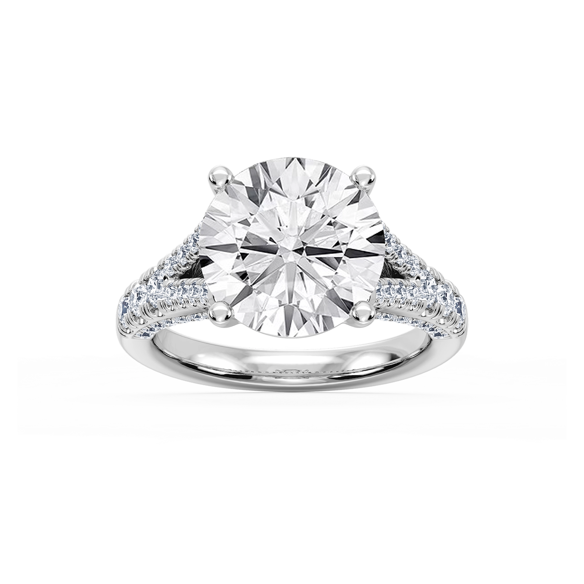 Scarlett 7 ³⁄₄ ctw Round Lab Grown Diamond Split Shank Side Stone Engagement Ring - Signature Collection