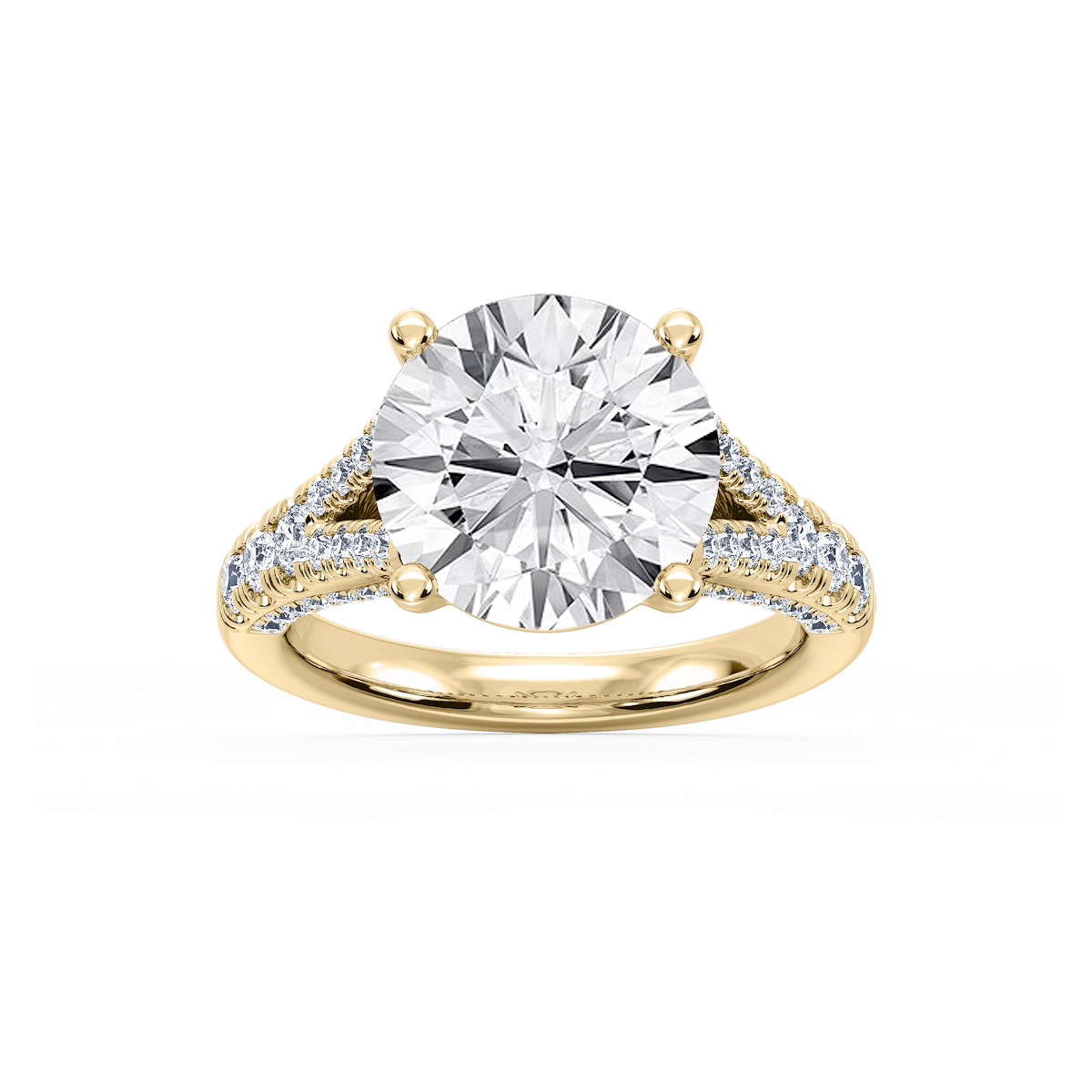 Scarlett 7 ³⁄₄ ctw Round Lab Grown Diamond Split Shank Side Stone Engagement Ring - Signature Collection