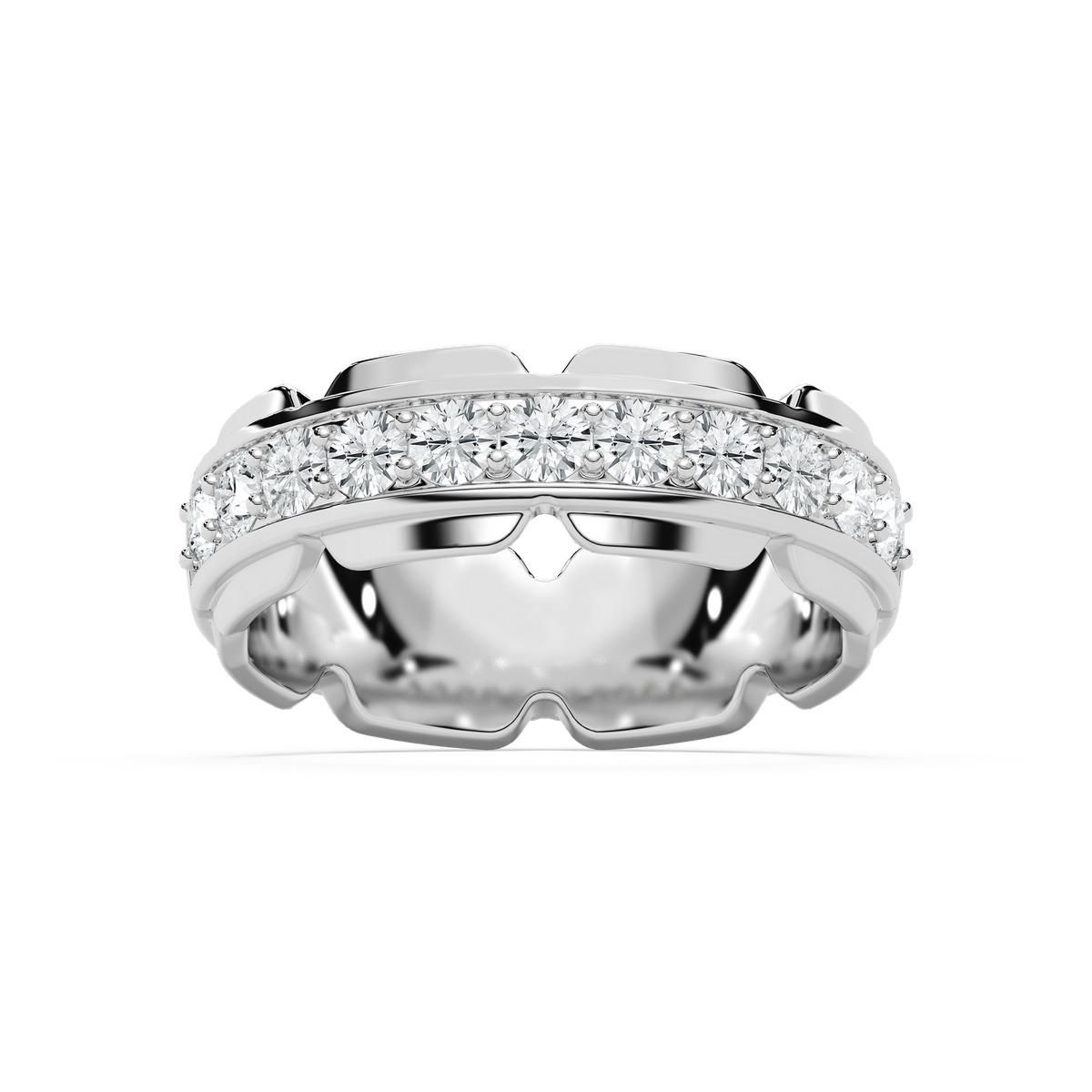 Zayn 1 ⅕ ctw Round Lab Grown Diamond 7.50mm Grooved Channel Mens Wedding Band