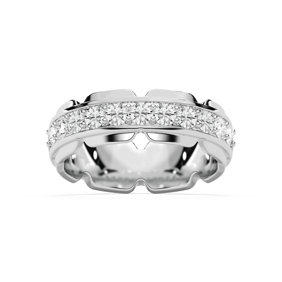 Zayn 1 ⅕ ctw Round Lab Grown Diamond 7.50mm Grooved Channel Mens Wedding Band