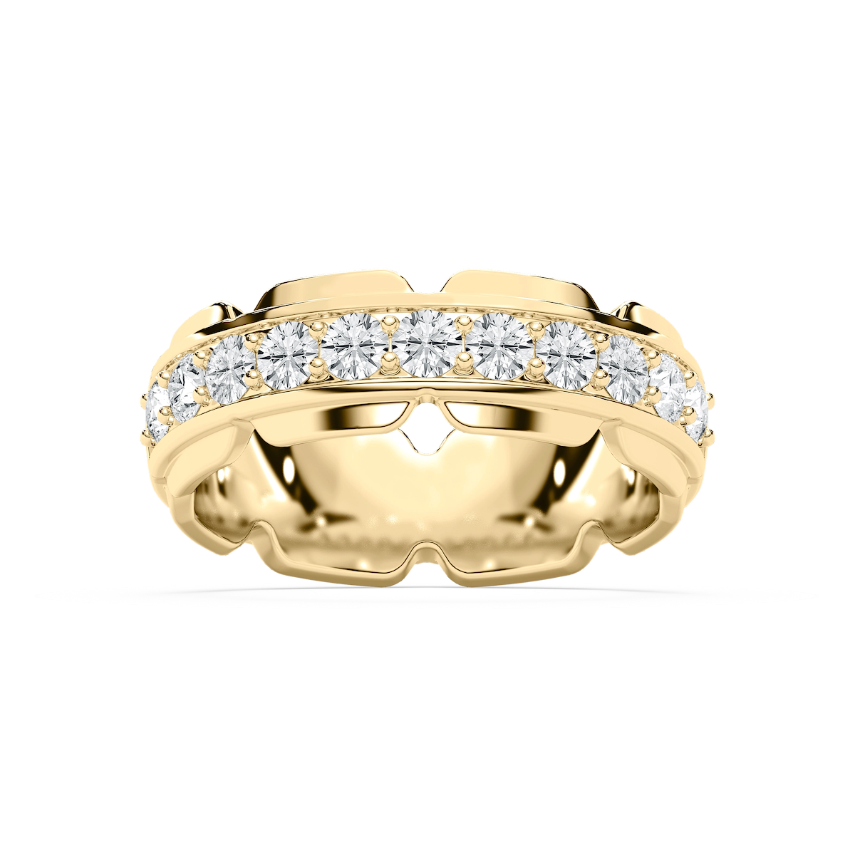 Zayn 1 ⅕ ctw Round Lab Grown Diamond 7.50mm Grooved Channel Mens Wedding Band