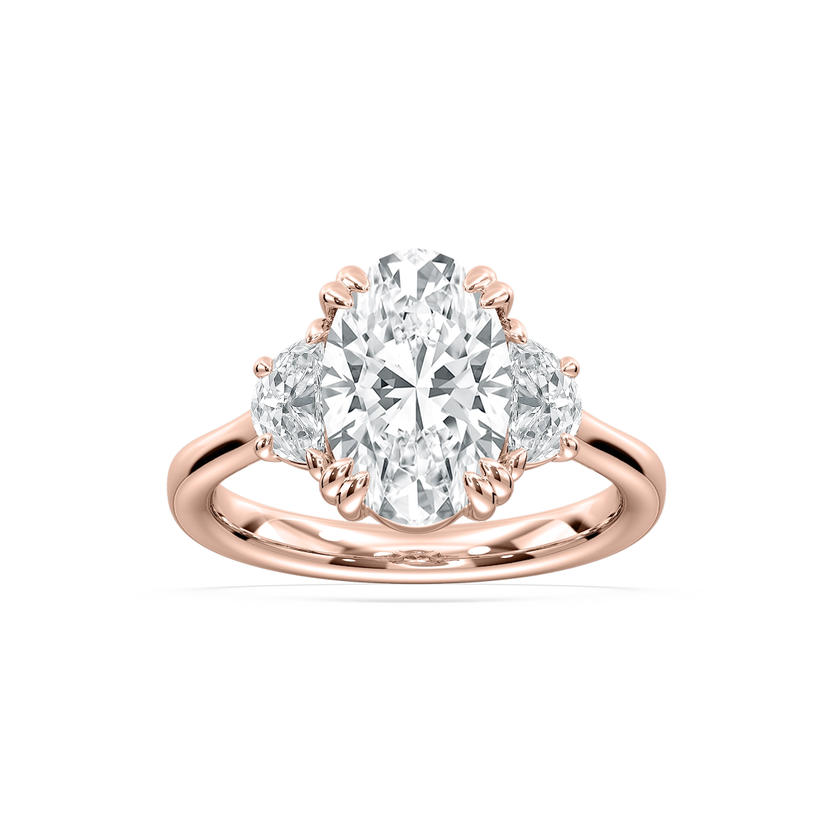 Selene 3 ½ ctw Oval Lab Grown Diamond Double Claw Prong Three Stone Engagement Ring